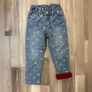 Gap X Disney Girls Fleece Lined Denim Size 5
